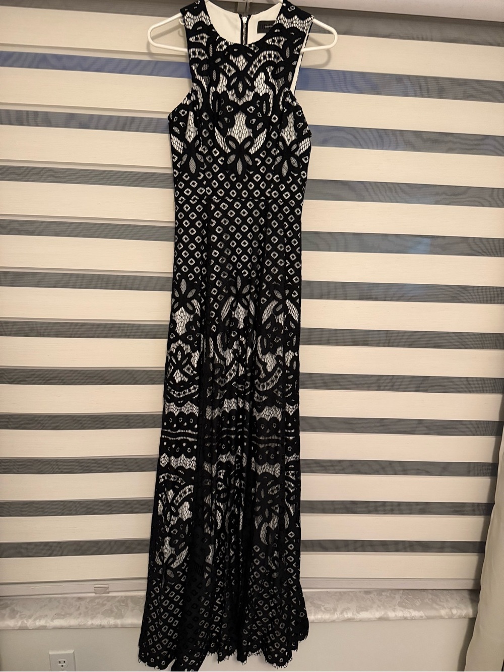 Vera Wang Black and White Lace Maxi Dress